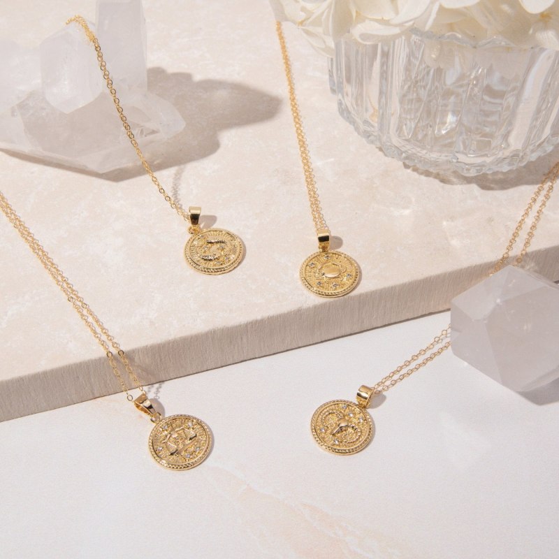 Thumbnail of Capricorn Zodiac Medallion Pendant Gold Filled Necklace image