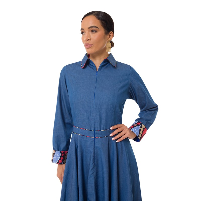 Thumbnail of Salma Maxi Shirt Dress - Denim image