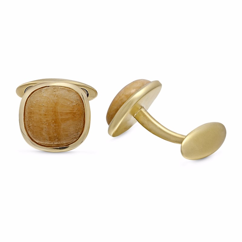 Thumbnail of Yellow Lace Agate Stone Cufflinks image