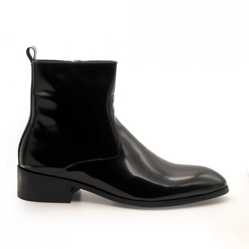 Thumbnail of Leather Tall Boots With Zip – Black image