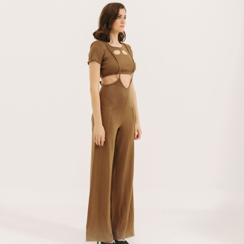 Thumbnail of Crop Top And Jumpsuit Co-Ordinate - Brown image