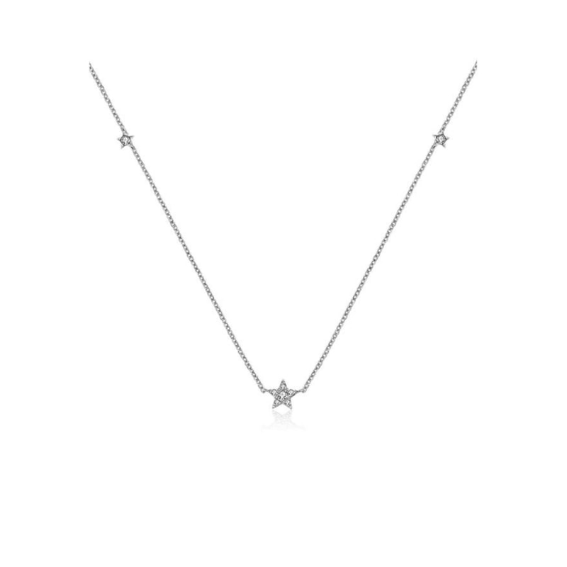 Thumbnail of 18K White Gold Triple Star Shape Diamond Necklace / Choker image