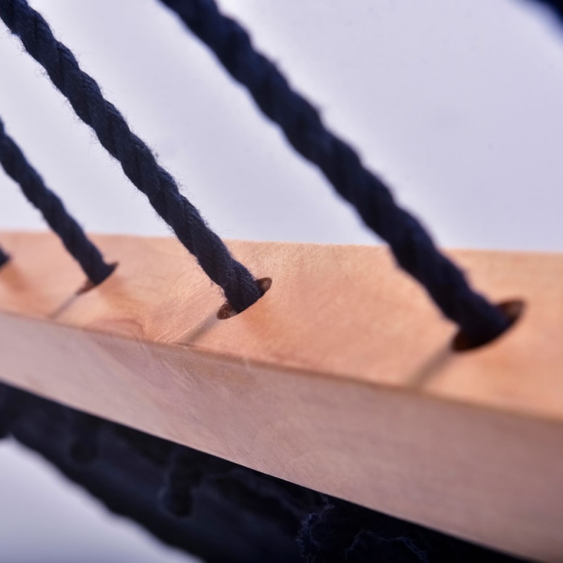 Thumbnail of Navy Blue Cotton Hammock With Teak Wooden Bar image