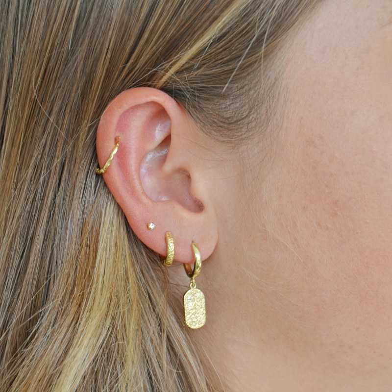 Thumbnail of Mendoza Gold Huggie Earrings image