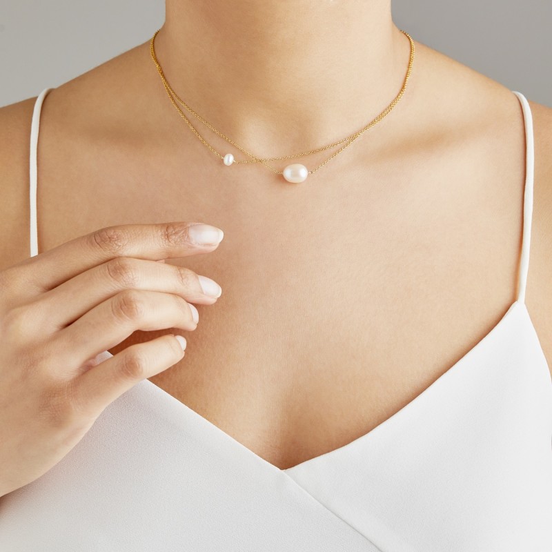 Thumbnail of Gold Layered Large & Small Pearl Choker image