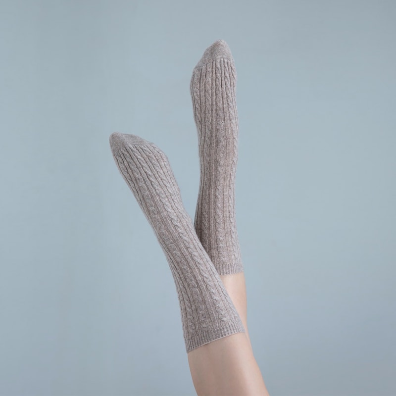 Thumbnail of Cable Cashmere Socks - Neutrals image