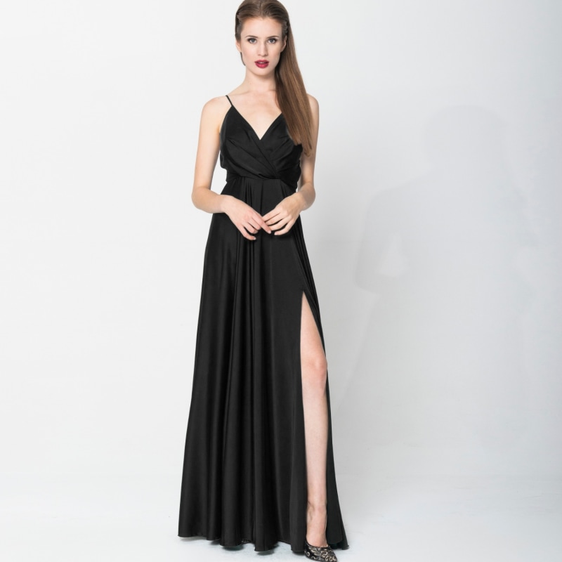 Thumbnail of Elegant Long Satin Dress Nero image