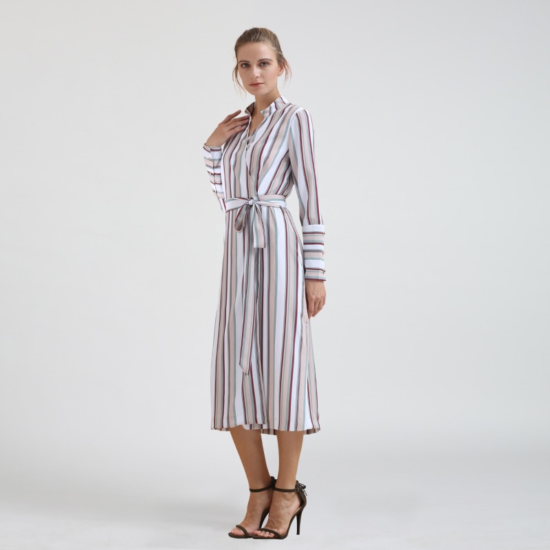 Thumbnail of Striped Midi Wrap Dress image