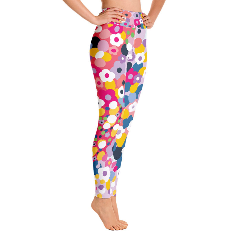 Thumbnail of High Waist Yoga Leggings In Pink Blooms image