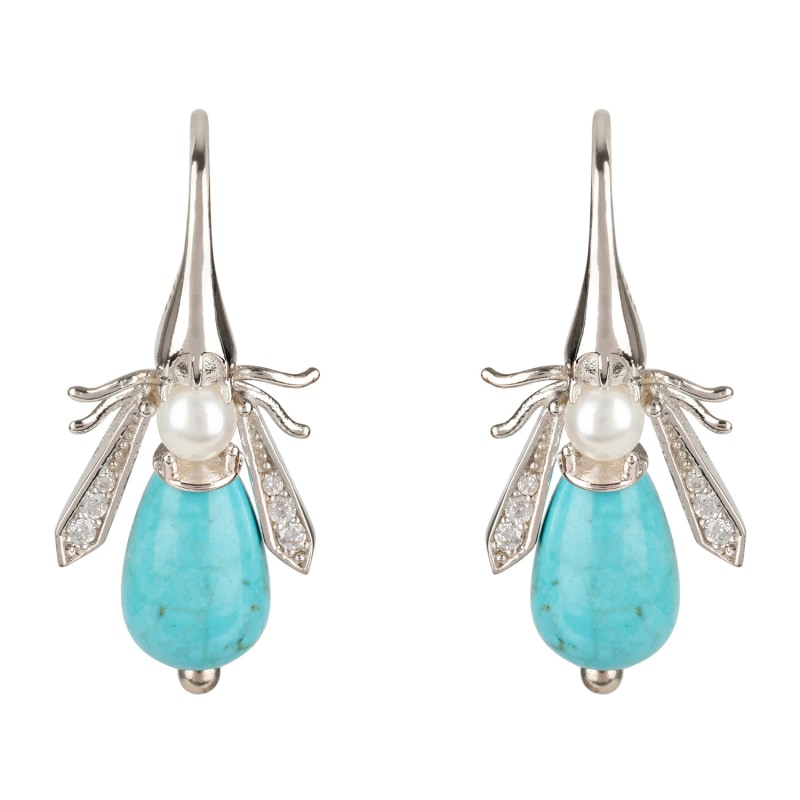 Thumbnail of Turquoise Honey Bee Earrings Silver image