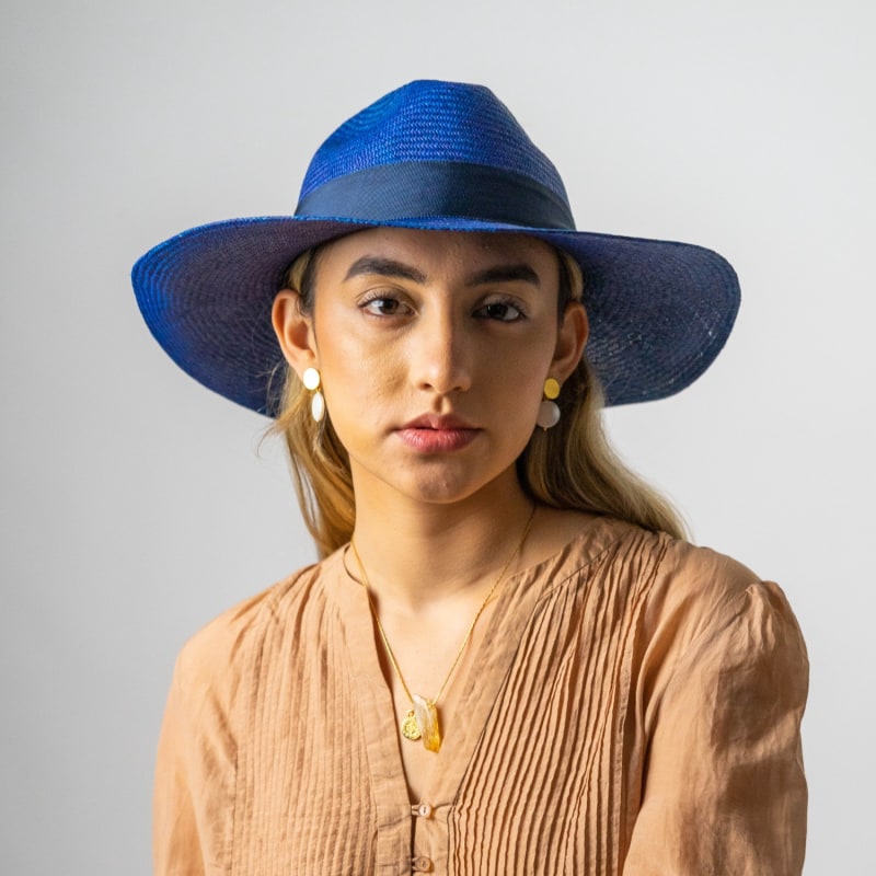 Thumbnail of Vasquez Straw Panama Hat - Blue image