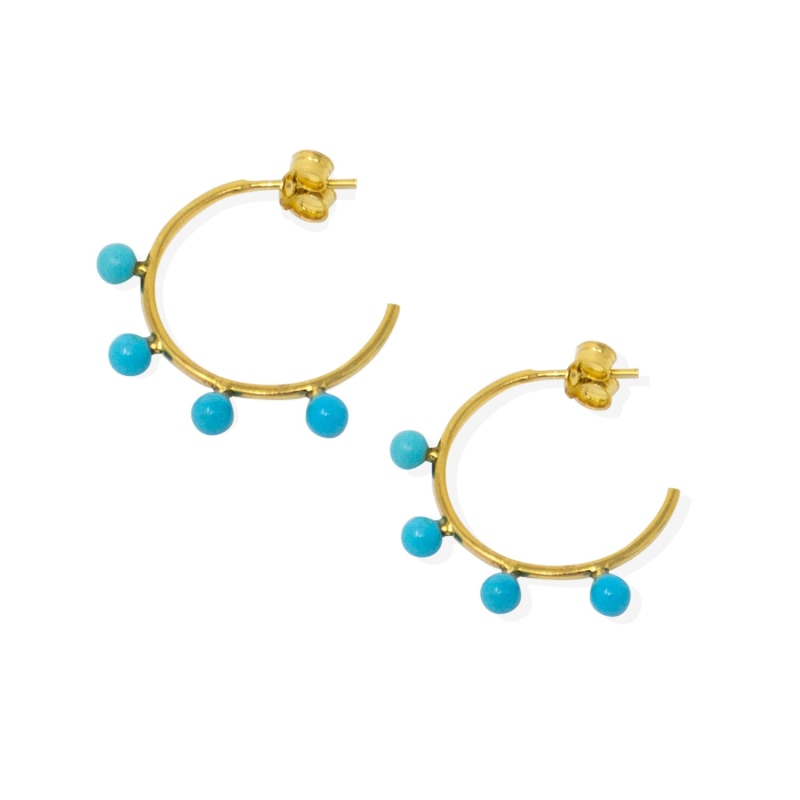 Thumbnail of Turquoise Beads Hoop Earrings image