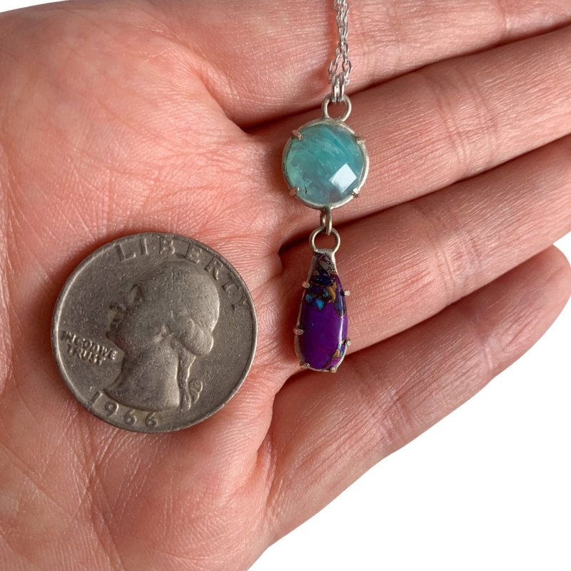 Thumbnail of Opal & Purple Turquoise Necklace - Silver image