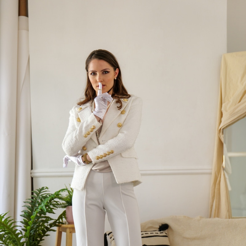 White boucle blazer on sale