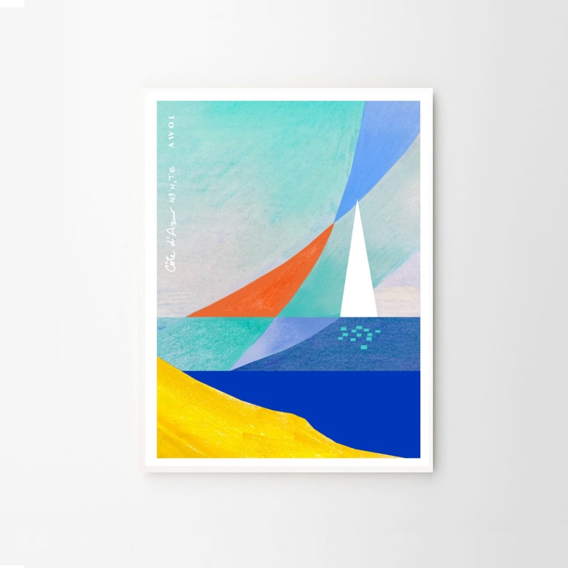 Thumbnail of Sailboat On Abstract Sea: French Riviera Poster Print image