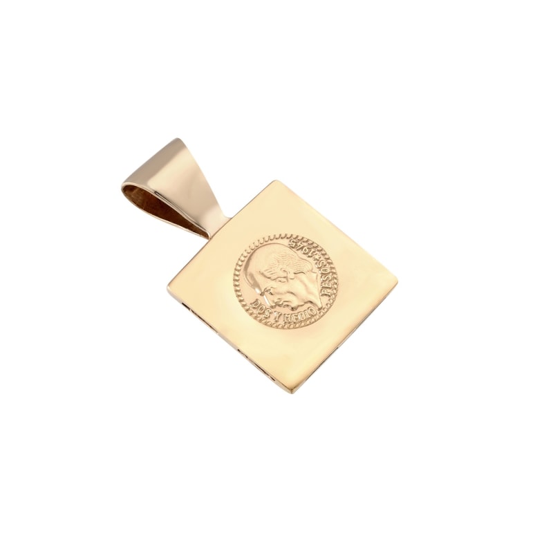 22Ct Gold Vermeil Square Mexican Medallion Necklace SEOL GOLD