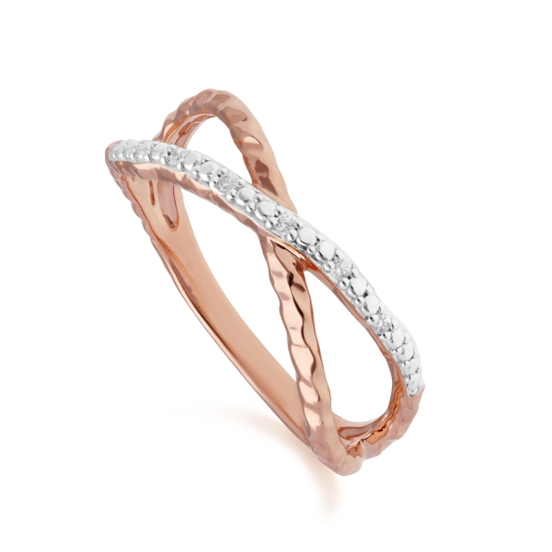 Thumbnail of Diamond Crossover Ring In 9Ct Rose Gold image