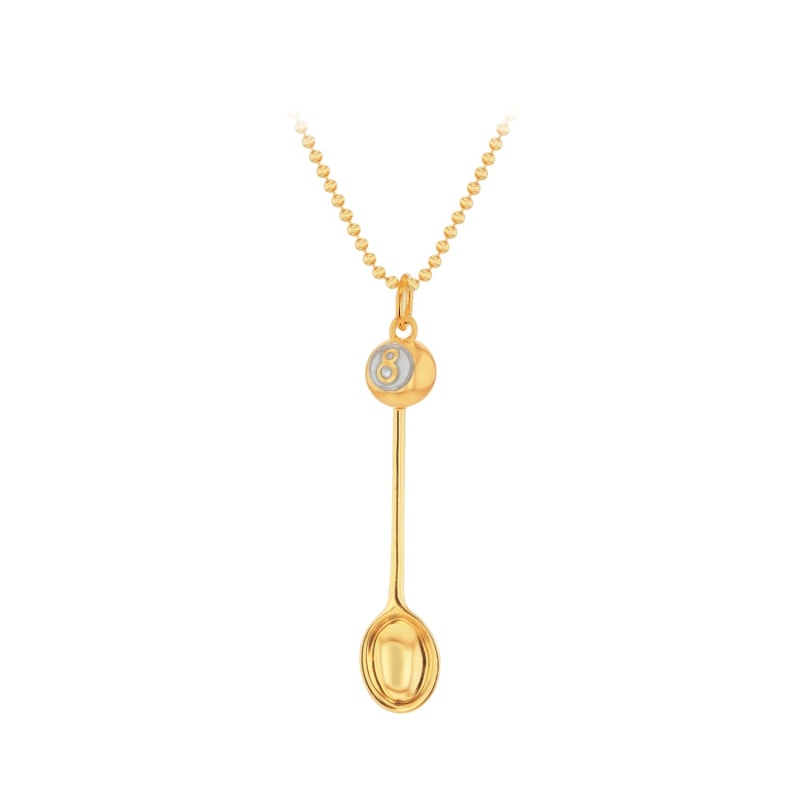 Thumbnail of 2-Tone 18Kt Gold-Plated & Sterling Silver Mini 8 Ball Pendant on gold chain image