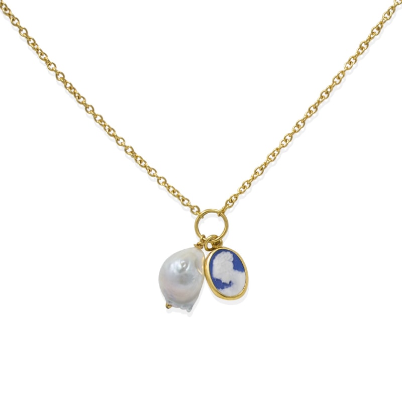 Thumbnail of Blue Cameo With A Pearl Necklace image