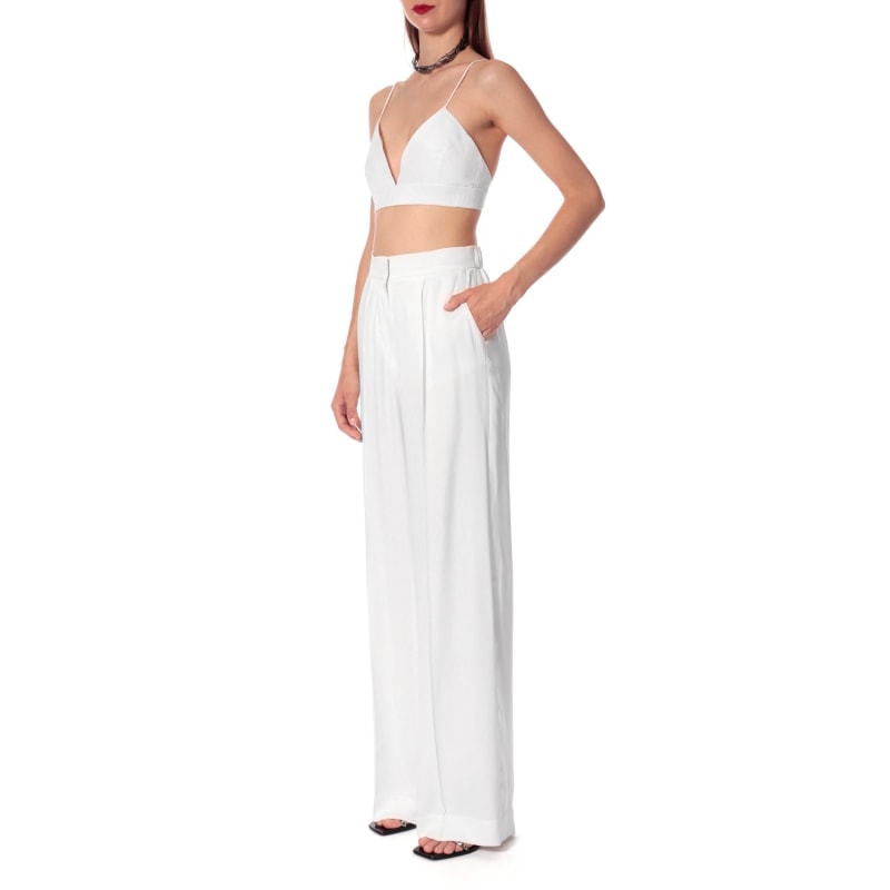 Asha Bright White Satin Bralette Top, Aggi