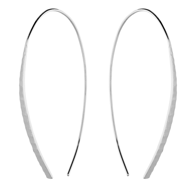 Thumbnail of Sterling Silver Diamond Cut Tapered Bar Pull Through Earrings image