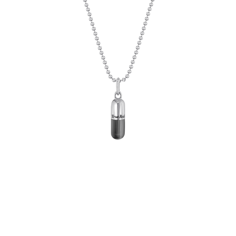 Thumbnail of Gun Metal Grey & Sterling Silver Small Pill Pendant image