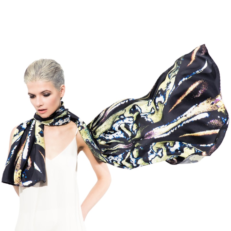 Thumbnail of Beetle Shell & Oil Green Large Silk Scarf image