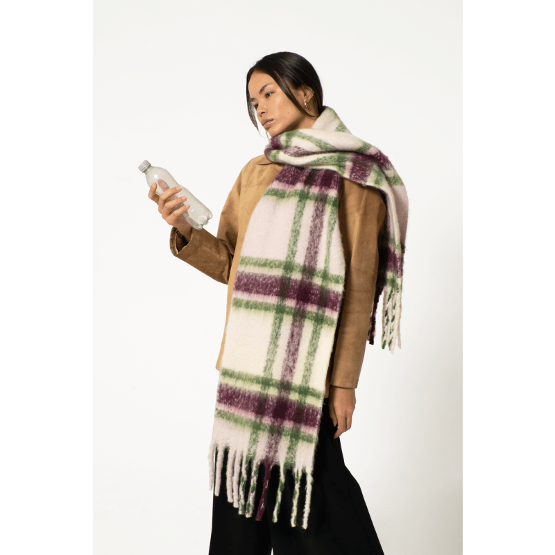 Thumbnail of Replaid Oversized Scarf - Grape & Green image