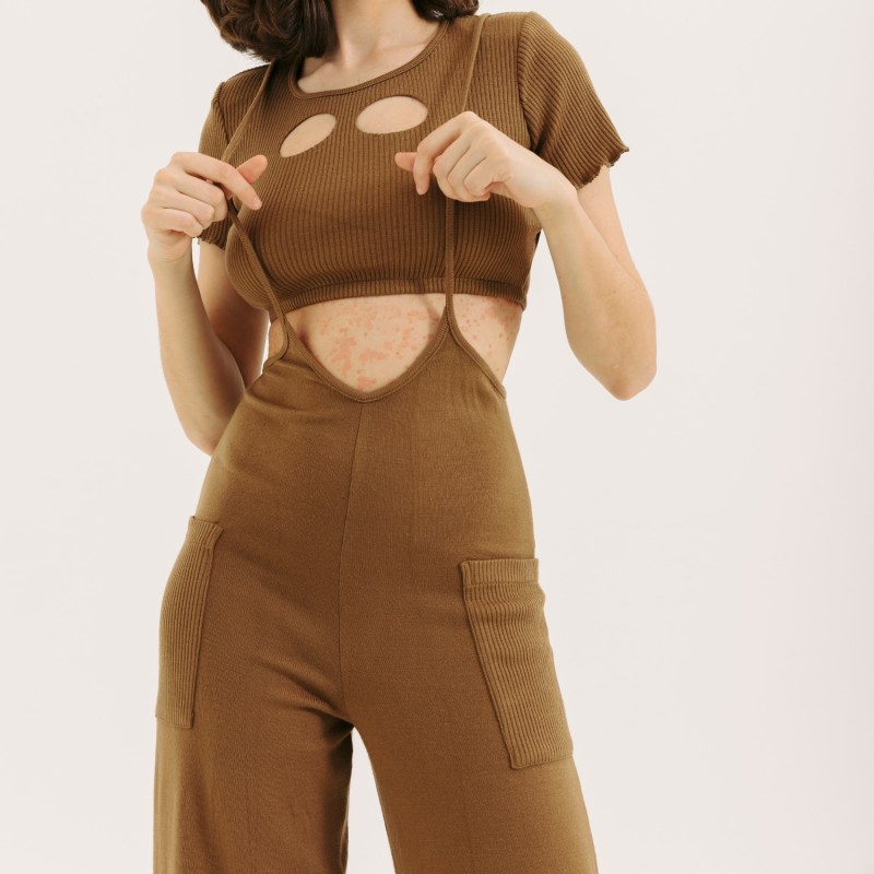 Thumbnail of Crop Top And Jumpsuit Co-Ordinate - Brown image