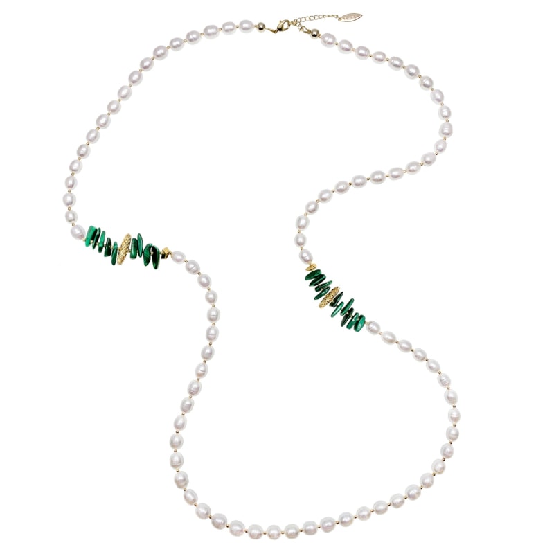 Thumbnail of Freshwater Pearls With Malachite Sticks Multi-Way Necklace image