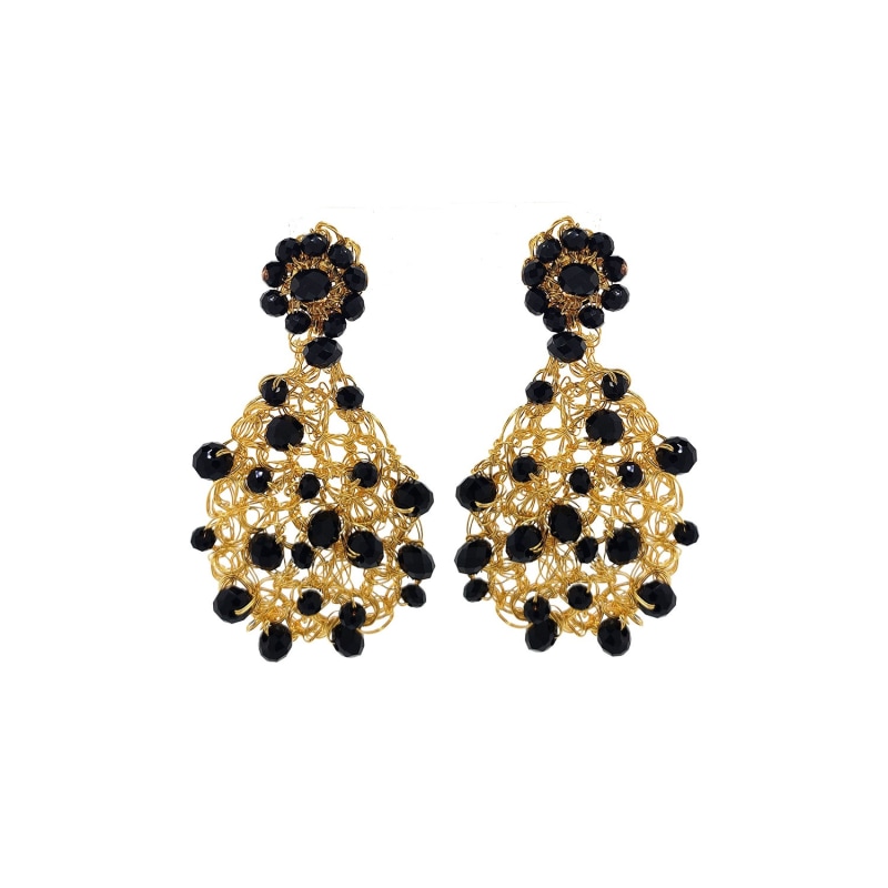 Thumbnail of Black & Gold Aurora Handmade Earrings image