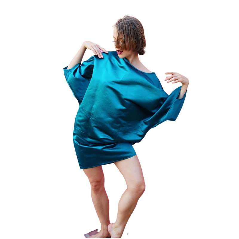 Thumbnail of Isabella Dress In Satin - Blue image