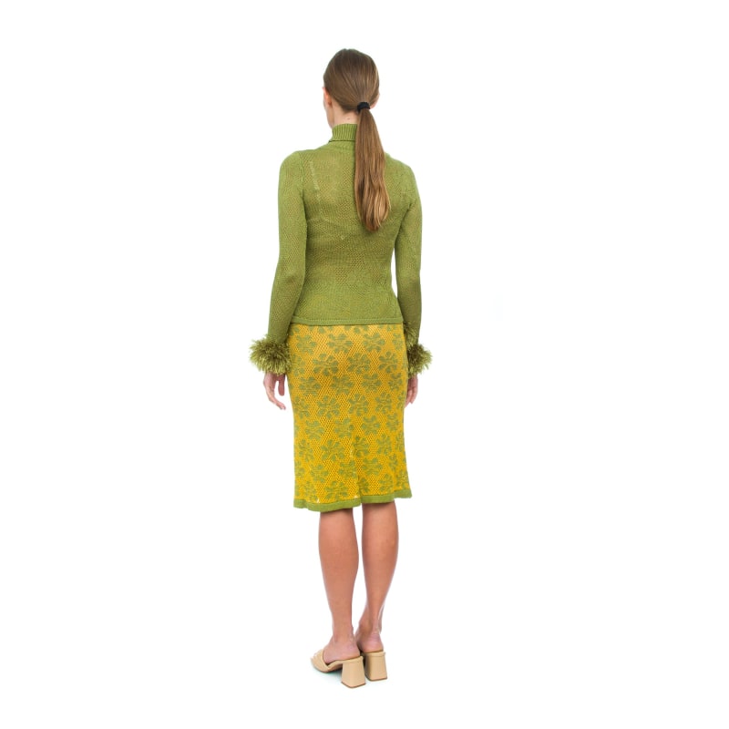 Thumbnail of Green Knit Skirt With Handmade Knit Details image