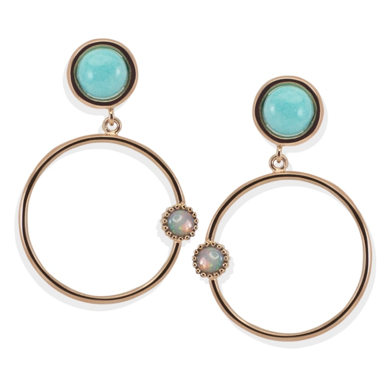 Thumbnail of Satellite Rose Gold Amazonite Hoop Earrings image