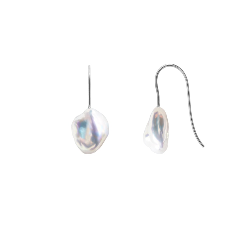 Thumbnail of Mermaid Keshi Pearl Hook Earrings - Silver image