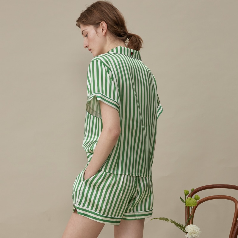 Thumbnail of Silk Striped Short Pajama Set image