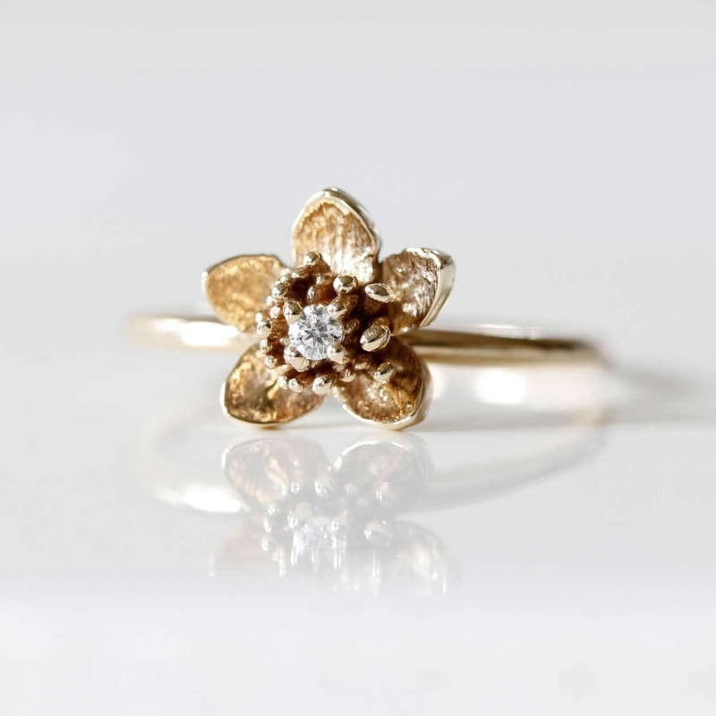 Thumbnail of Diamond Cherry Blossom Ring - Silver image