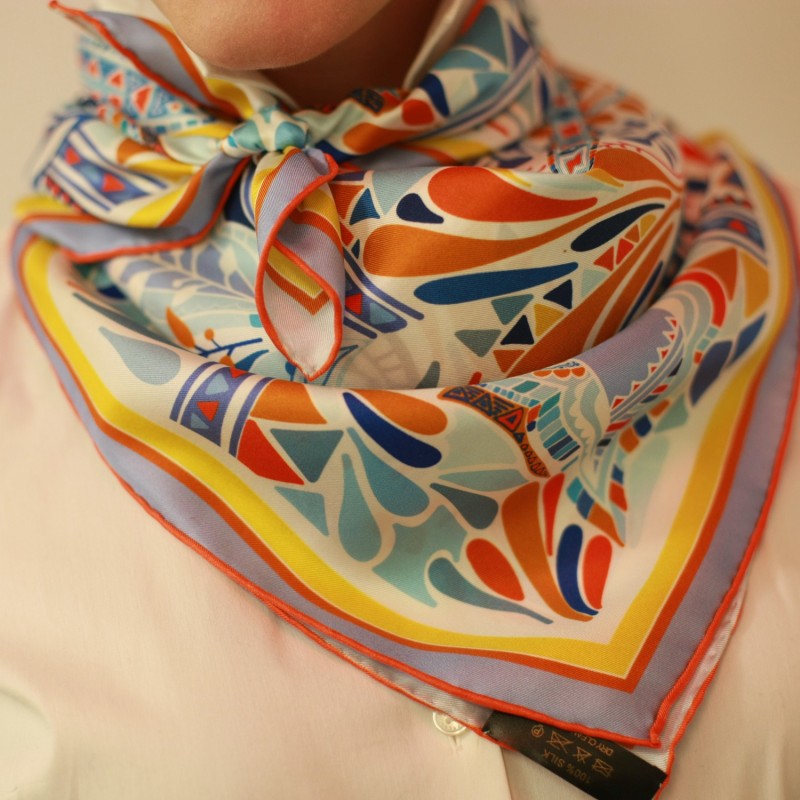 Thumbnail of Silk Scarf With Tropical Garden In Orange image