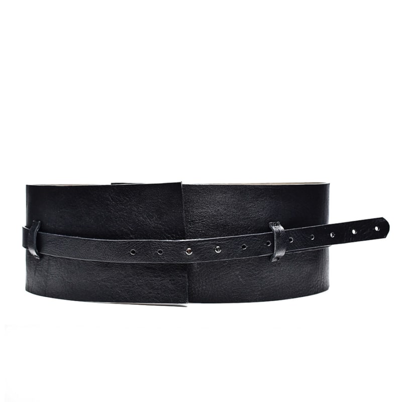 Thumbnail of Double Wide Corset Leather Belt Black image