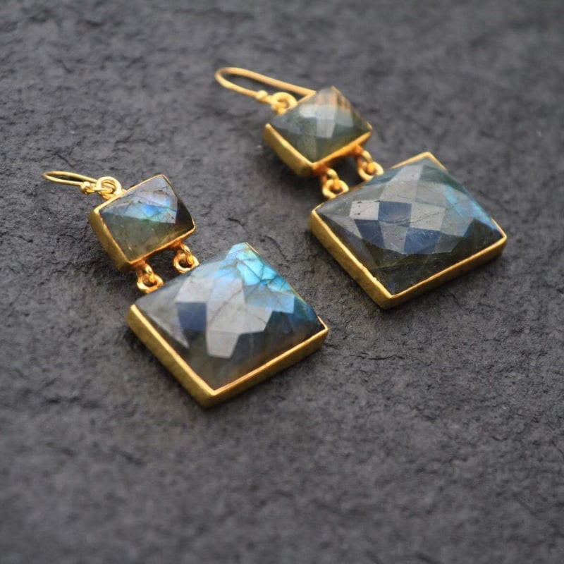 Thumbnail of Labradorite Knock Knock Gemstone Statement Earrings image