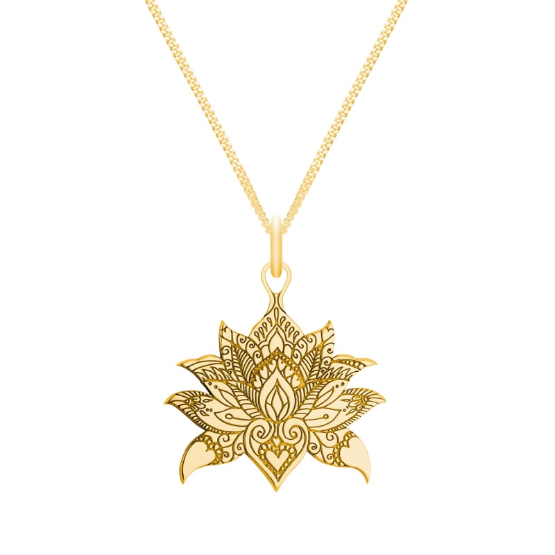 Thumbnail of Medium Gold Lotus Flower Pendant Necklace image