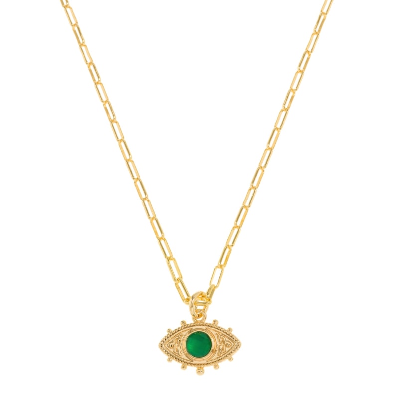 Thumbnail of Green Evil Eye Paperclip Chain Necklace image