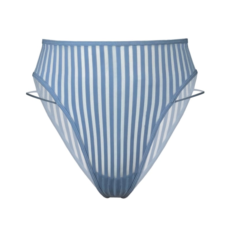 Monique Morin Lingerie - High Leg Panty - Women's - Striped Microfiber