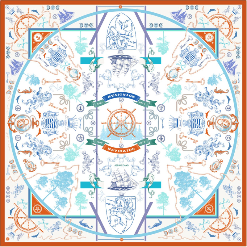 Thumbnail of Silk Scarf With Navigator Of The Sea image