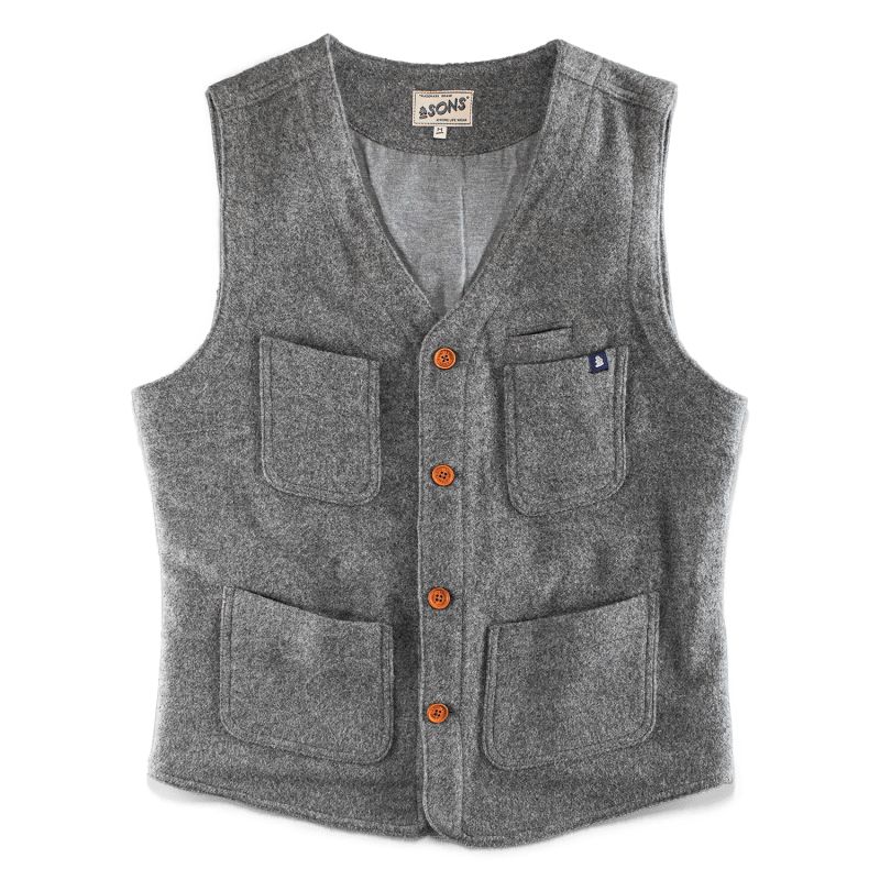 &Sons Drifter Wool Waistcoat Grey | &SONS Trading Co | Wolf &Sons Drifter Wool Waistcoat Grey | &SONS Trading Co | Wolf