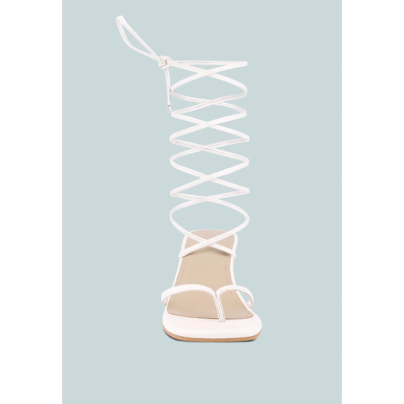 Thumbnail of Dorita White Kitten Heel Lace Up Sandal image