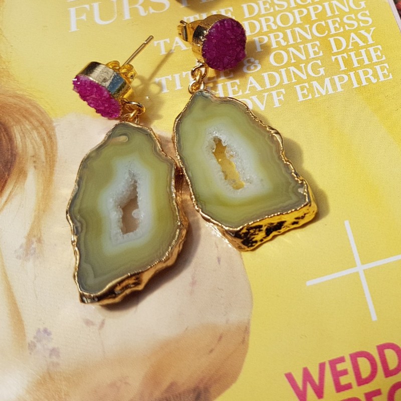 Thumbnail of African Slice - Yellow Pink Gold Gemstone Earrings image