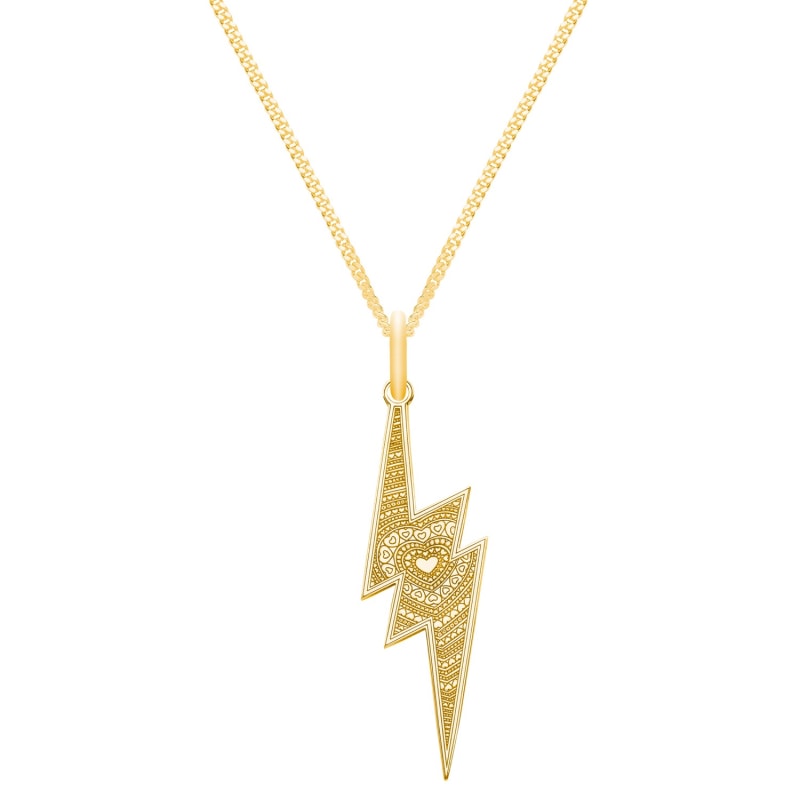 Thumbnail of Medium 9ct Gold Lightning Bolt Pendant Necklace image