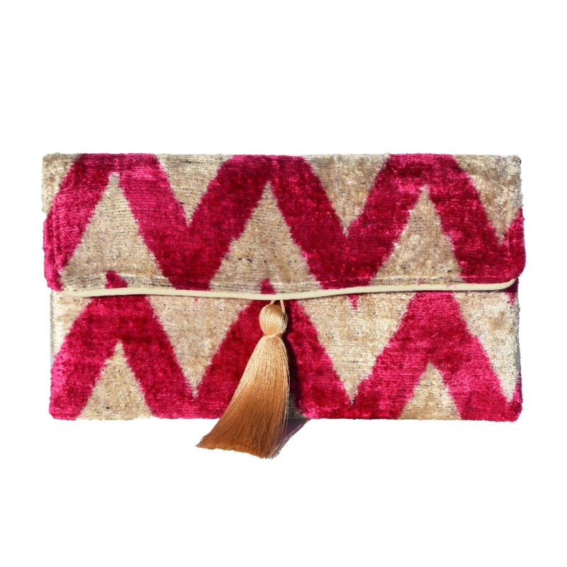 Thumbnail of Bright Pink Zig Zag Ikat Clutch image