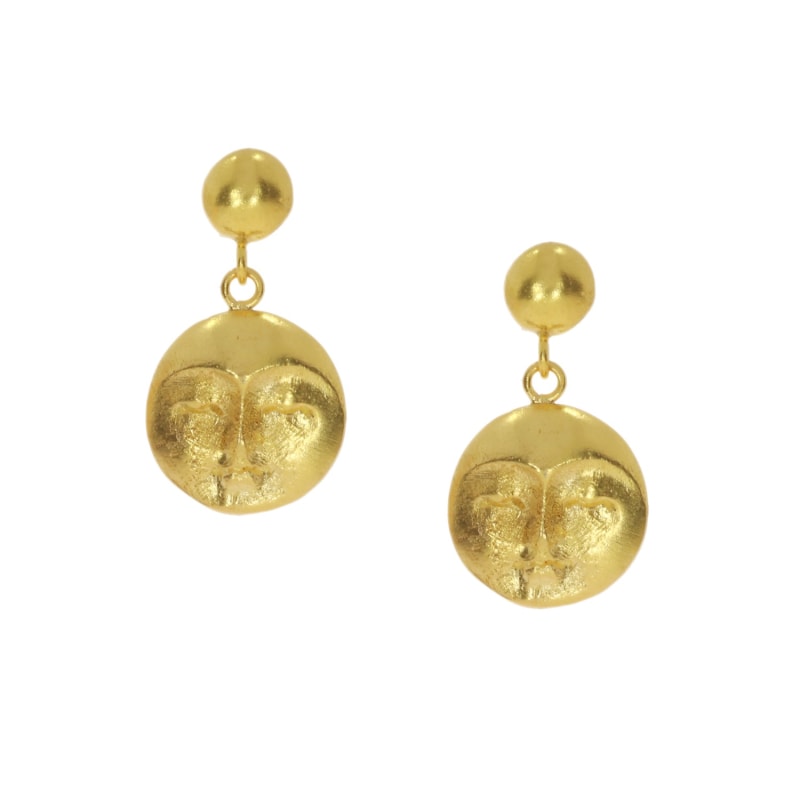 Thumbnail of Moon Face Gold Drop Earrings image